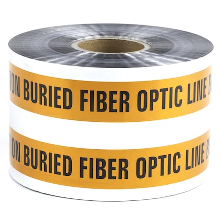 Dottie Detectable Warning Tape, Caution Buried Fiber Optic Line Below, Orange, Foil Bonded Polyethylene DU610